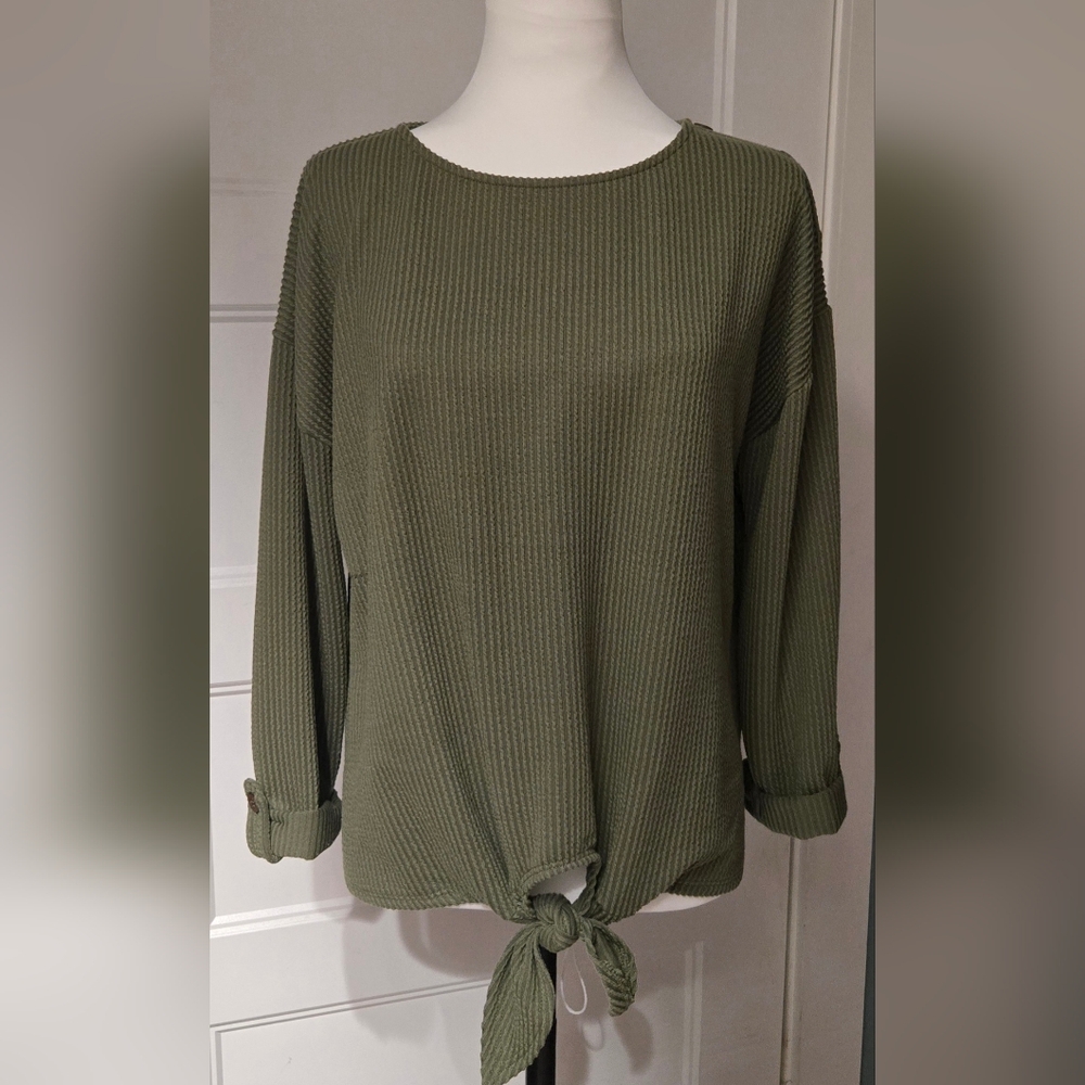 Olive Green Women's Knotted Top
